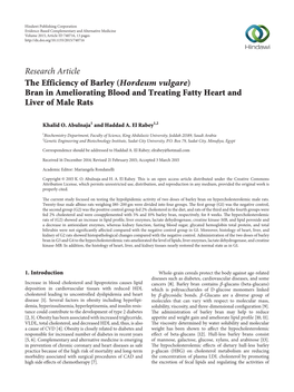 Bran in Ameliorating Blood and Treating Fatty Heart and Liver of Male Rats