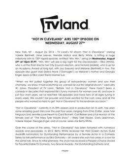 “Hot in Cleveland” Airs 100Th Episode on Wednesday, August 27Th