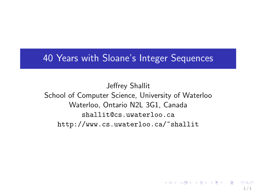 40 Years with Sloane's Integer Sequences