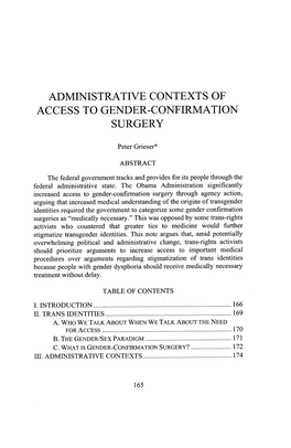 Administrative Contexts of Access to Gender-Confirmation Surgery