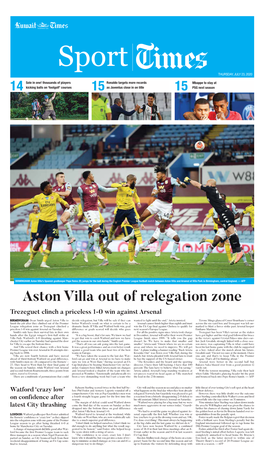 Aston Villa out of Relegation Zone Trezeguet Clinch a Priceless 1-0 Win Against Arsenal