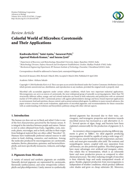Colorful World of Microbes: Carotenoids and Their Applications