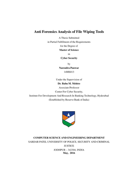 Anti Forensics Analysis of File Wiping Tools