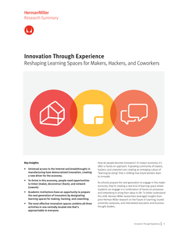 Innovation Through Experience Research Summary