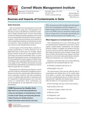 Sources and Impacts of Contaminants in Soils