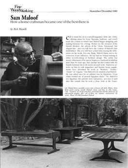 Sam Maloof How a Home Craftsman Became One of the Best There Is by Rick Mastelli