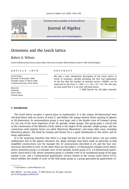 Octonions and the Leech Lattice