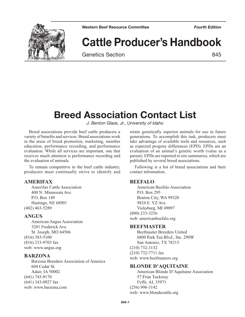 Cattle Producer's Handbook