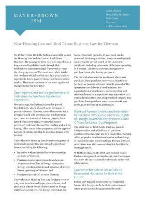 New Housing Law and Real Estate Business Law for Vietnam