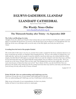 EGLWYS GADEIRIOL LLANDAF LLANDAFF CATHEDRAL Registered Charity Number 1159090