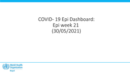 COVID- 19 Epi Dashboard: Epi Week 21 (30/05/2021) National COVID- 19 Cases and Deaths