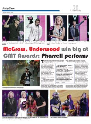 Mcgraw, Underwood Win Big at CMT Awards; Pharrell Performs