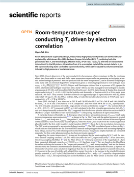 Room-Temperature-Superconducting Tc Driven by Electron Correlation