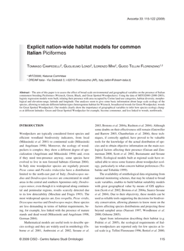 Explicit Nation-Wide Habitat Models for Common Italian Piciformes