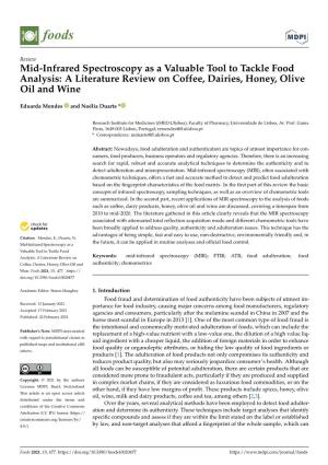 Mid-Infrared Spectroscopy As a Valuable Tool to Tackle Food Analysis: a Literature Review on Coffee, Dairies, Honey, Olive Oil and Wine