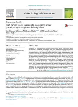High Carbon Stocks in Roadside Plantations Under Participatory Management in Bangladesh