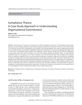 Compliance Theory: a Case Study Approach in Understanding Organizational Commitment