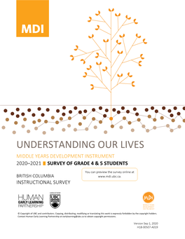 Understanding Our Lives Middle Years Development Instrument 2020–2021 Survey of Grade 4 & 5 Students
