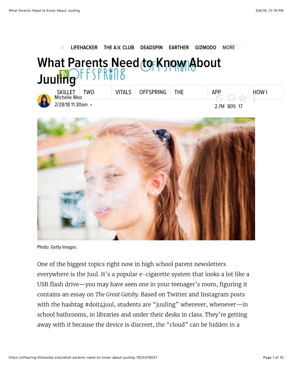 What Parents Need to Know About Juuling 3/6/18, 12:19 PM