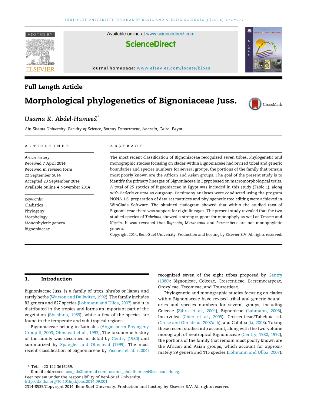 Morphological Phylogenetics of Bignoniaceae Juss