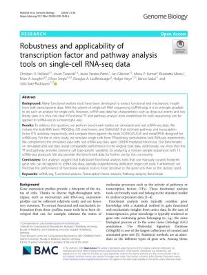 Robustness and Applicability of Transcription Factor and Pathway Analysis Tools on Single-Cell RNA-Seq Data Christian H