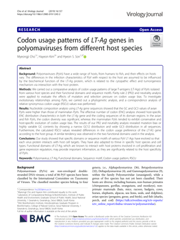Codon Usage Patterns of LT-Ag Genes in Polyomaviruses from Different Host Species Myeongji Cho1†, Hayeon Kim2† and Hyeon S