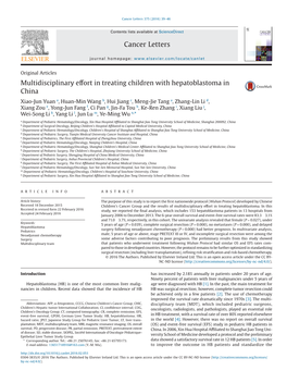 Multidisciplinary Effort in Treating Children with Hepatoblastoma In