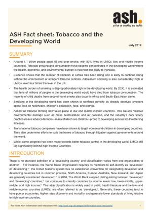 Tobacco and the Developing World July 2019