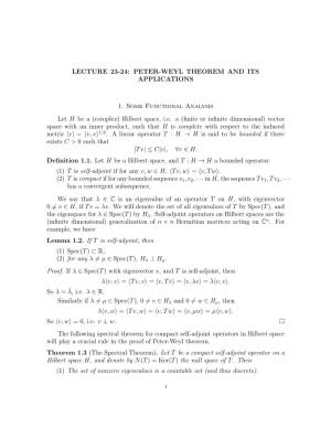 PETER-WEYL THEOREM and ITS APPLICATIONS 1. Some Functional