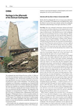 CHINA Heritage in the Aftermath of the Sichuan Earthquake