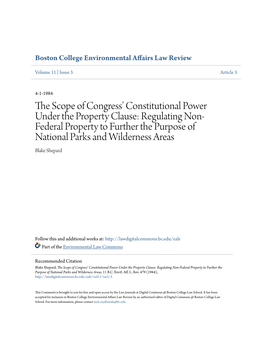 Regulating Non-Federal Property to Further the Purpose of National Parks and Wilderness Areas, 11 B.C