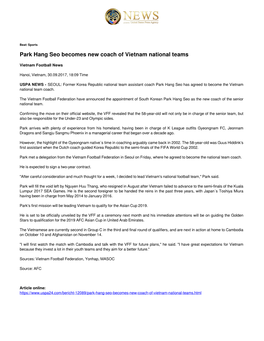 Park Hang Seo Becomes New Coach of Vietnam National Teams