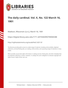 The Daily Cardinal. Vol. X, No. 122 March 16, 1901