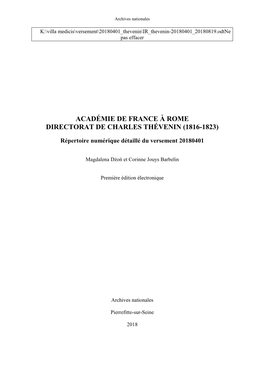 Académie De France À Rome Directorat De Charles Thévenin (1816-1823)