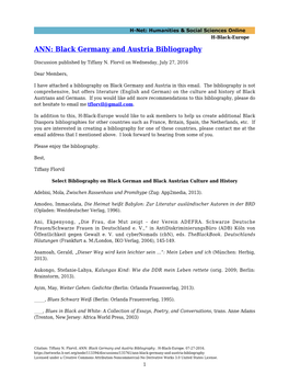 ANN: Black Germany and Austria Bibliography