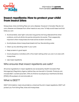 Insect Repellents: How to Protect Your Child from Insect Bites