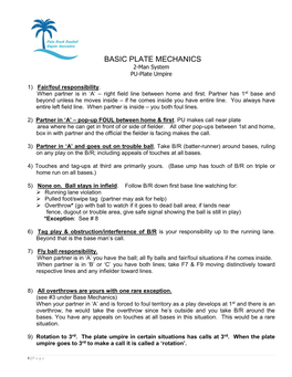 BASIC PLATE MECHANICS 2-Man System PU-Plate Umpire