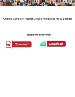Criminal Complaint Against College Admissions Fraud Scandal