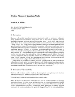 Optical Physics of Quantum Wells