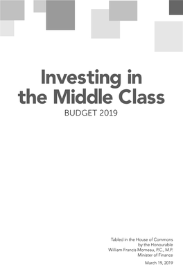 Investing in the Middle Class BUDGET 2019