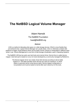The Netbsd Logical Volume Manager