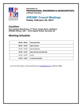 Location: Meeting Schedule