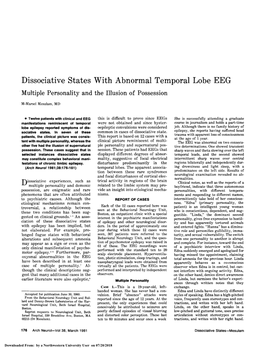 Dissociative States with Abnormal Temporal Lobe Eegmultiple