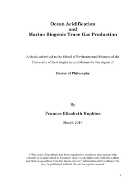 Ocean Acidification and Marine Biogenic Trace Gas Production