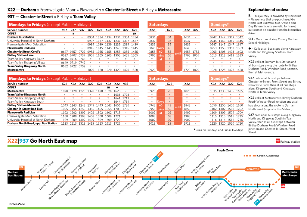 X22|937 Go North East Map Railway Station