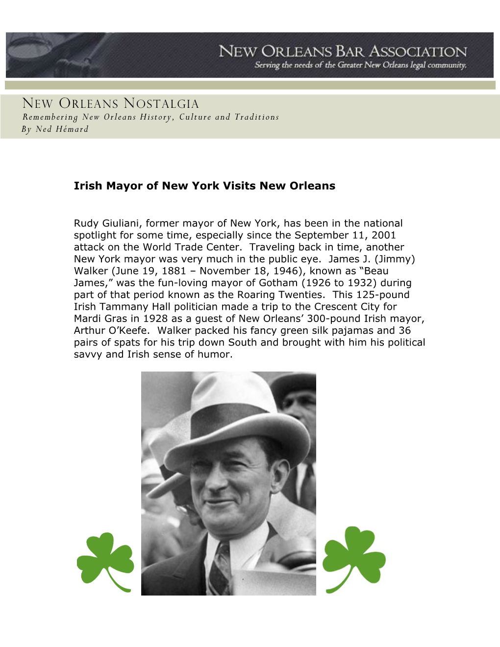 NEW ORLEANS NOSTALGIA Remembering New Orleans History, Culture and Traditions by Ned Hémard