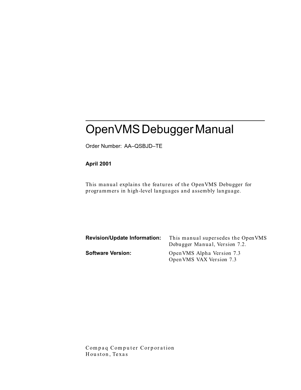 Openvms Debugger Manual