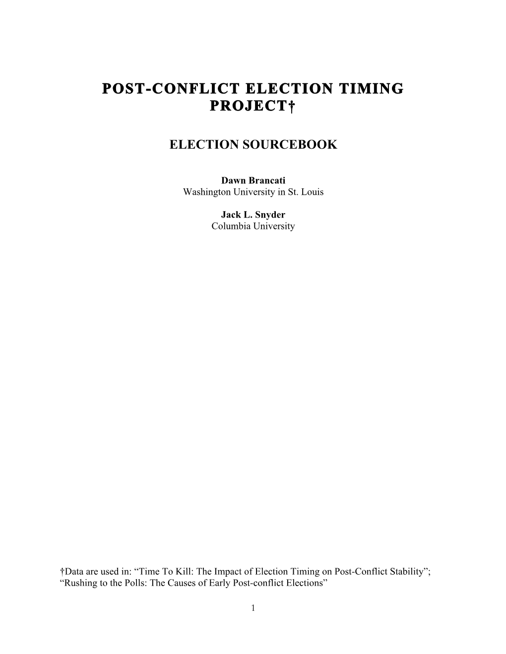 Post-Conflict Elections”