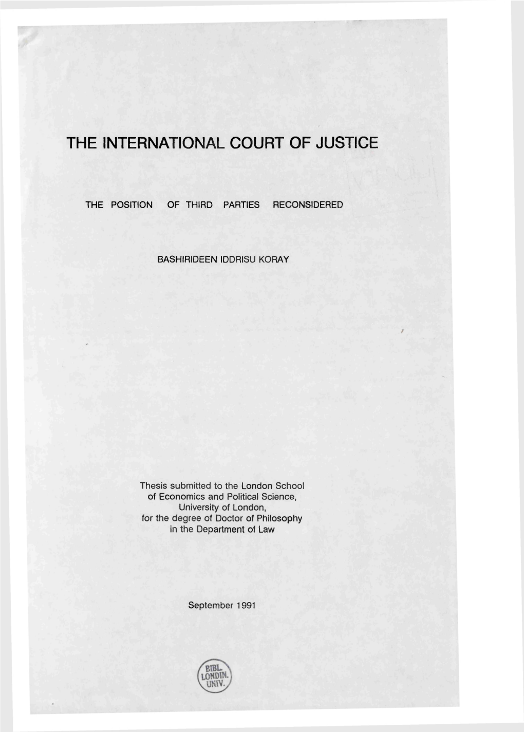 The International Court of Justice