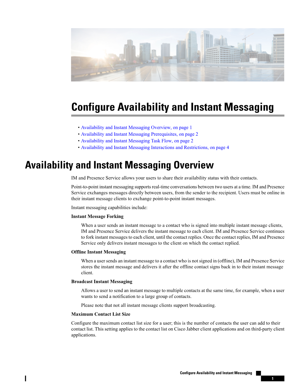 Configure Availability and Instant Messaging